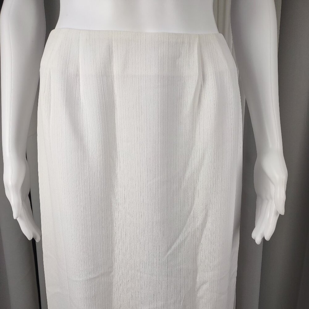 Larry Levine Petite 6P White Textured Midi Pencil Skirt Career Lined 31'' - Picture 2 of 9